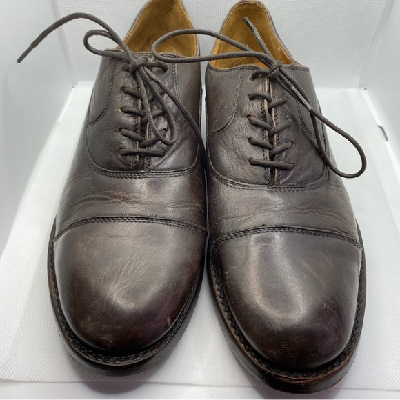 Frye Bowery Bal Cap Toe Lace Up Oxfords Shoes Brown Red 3480533 Dress Leather - Picture 2 of 14